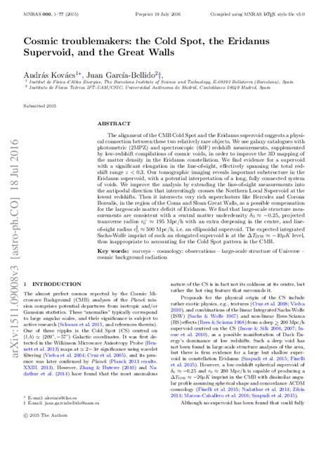 (PDF) Linking the CMB Cold Spot to the Eridanus Supervoid Structures