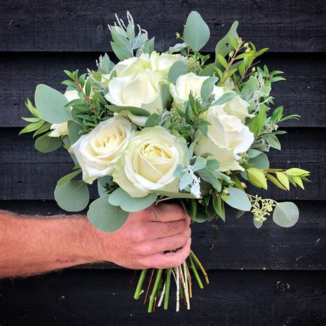 A Bridal Bouquet of Rustic Fresh White Roses @ The Farmhouse at ...