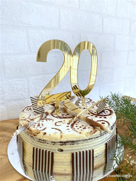 Number 20 Cake Topper 20th Birthday Cake Decor Acrylic Gold | Etsy