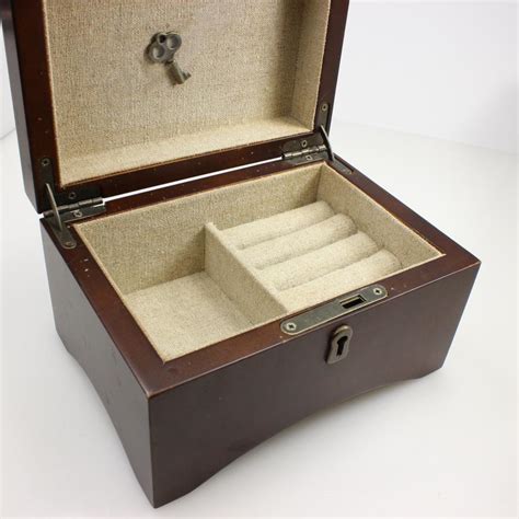 Brown Wooden Jewelry Box With Lock And Key | Property Room