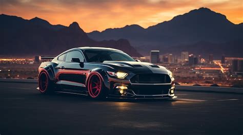 Premium AI Image | slammed Ford Mustang S550 AI generated art