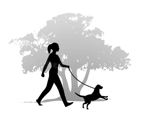 Woman Walking The Dog. An illustration featuring a young woman walking her dog i , #AFFILIATE, # ...