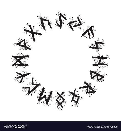 Norse viking runes black circle Royalty Free Vector Image