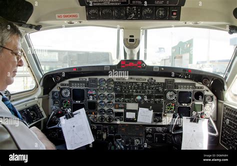 Cockpit of a Beechcraft 1900D airplane from Tap portugal in parking ...