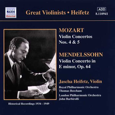 Great Violinists: Heifetz: Mozart, Mendelssohn - Violin Concertos (FLAC) - BOXSET.ME