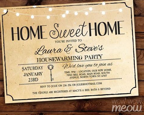 Housewarming Invitation Home Sweet Rustic Home New House Invite Couples ...