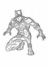 Coloring Pages Black Panther Superhero Marvel Free sketch template