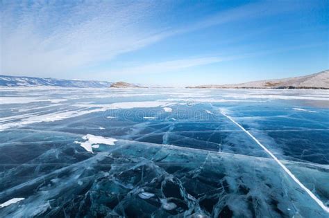 Lake Baikal in winter stock photo. Image of crack, rift - 301813810