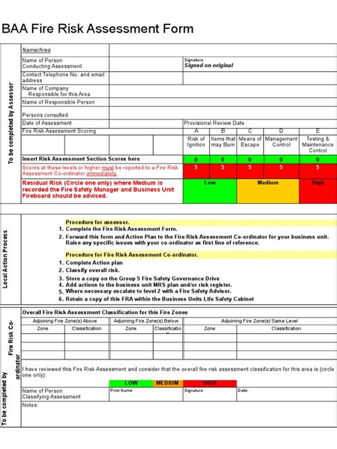 Fire Risk Assessment Form Firefighting Fire Safety | Images and Photos ...