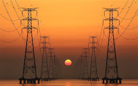 sunset, Sun, Power lines, Electricity Wallpapers HD / Desktop and ...