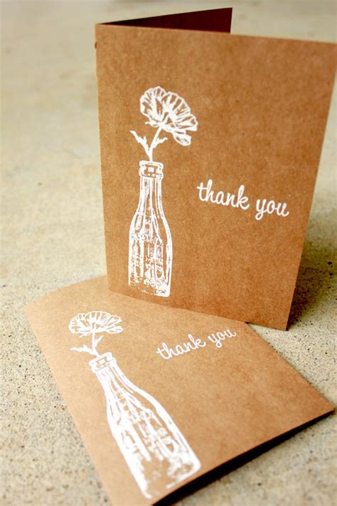 Rustic Thank You Card Kraft Thank You Card Wedding Thank - Etsy