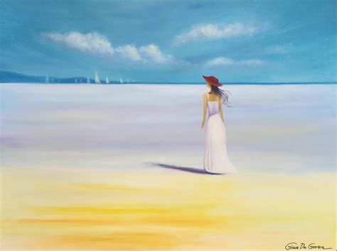 Lady in White, Original Oil Painting on Canvas, 30x40 in Blue,yellow ...