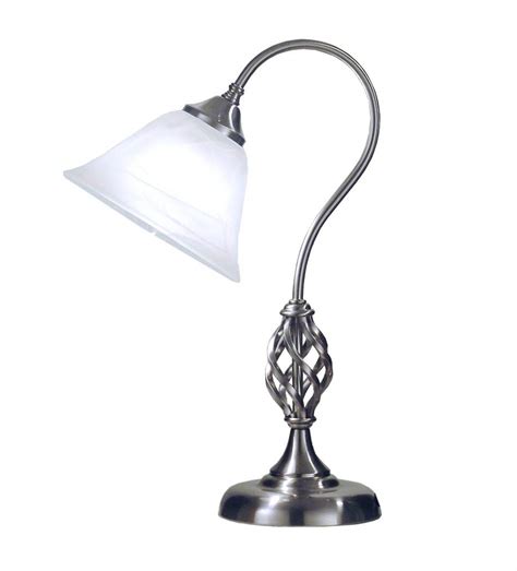CT Lighting Classic Satin Chrome Finish Table Lamp With White Alabaster Glass Shade Home ...