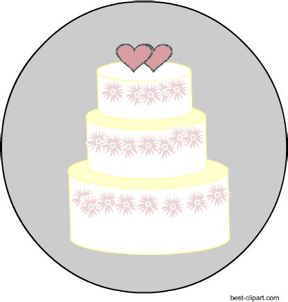 Big Wedding Cake With Two Hearts, Free Png Clip Art - Wedding Cake - Clip Art Library