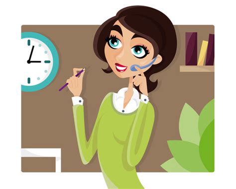 Girl answering the phone cartoon illustration vector free download