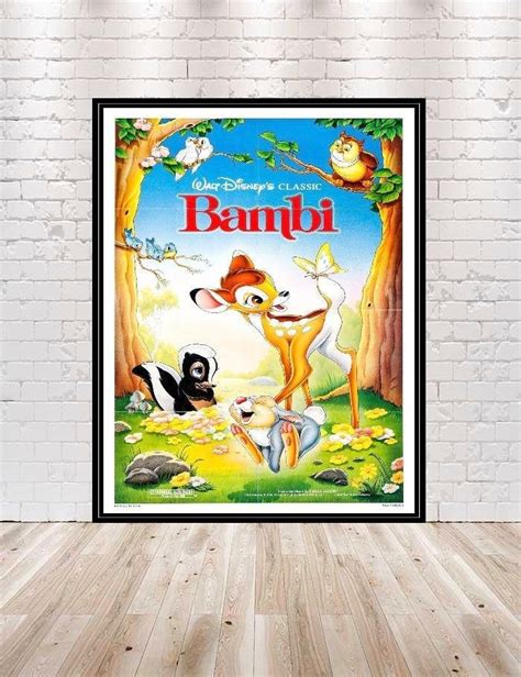 Bambi Poster Vintage Disney Movie Poster Classic Bambi Movie Poster ...