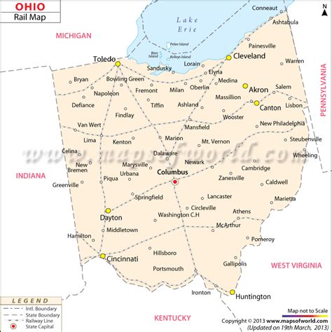 Ohio Rail Map | Map of Train Routes in Ohio, USA