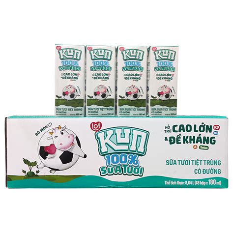 Sữa Kun Tươi Vui Có Đường hộp 180ml - suachobeyeu.vn