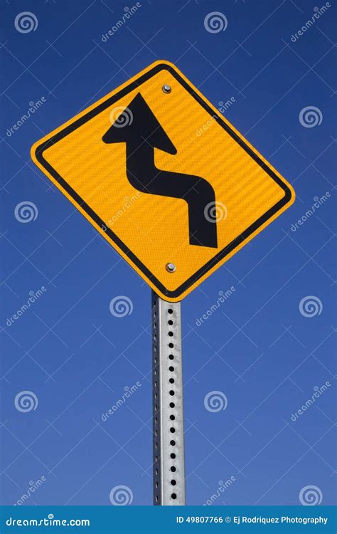 Bend in road sign. stock photo. Image of dangerous, point - 49807766