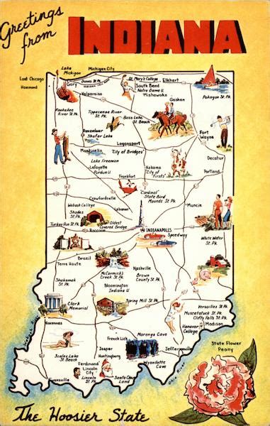 Greetings from Indiana The Hoosier State Maps