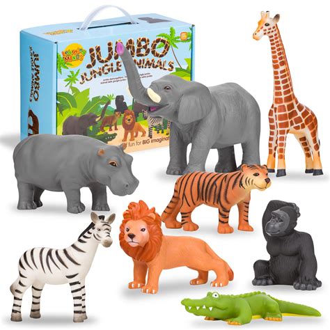 Buy Learning Minds Set of 8 Jumbo Jungle Animal Figures - Zoo Animals ...