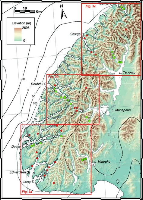 Location map of Fiordland showing the positions of newly dated samples... | Download Scientific ...