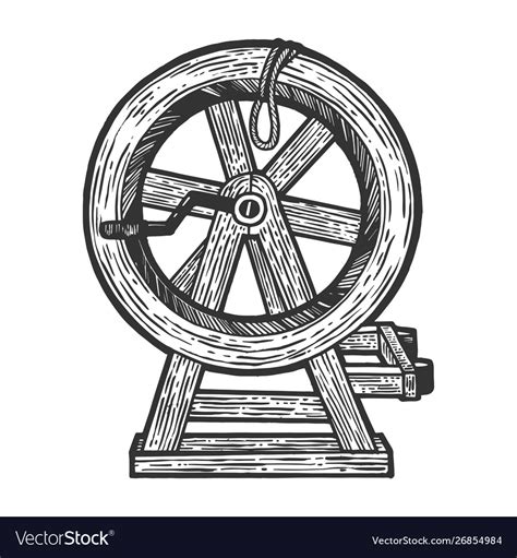 Breaking wheel torture device sketch Royalty Free Vector