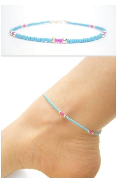 Seed Bead Anklet #beaded #anklets #simple Seed Bead Anklet - Seed Bead Anklet: Pink and Blue ...