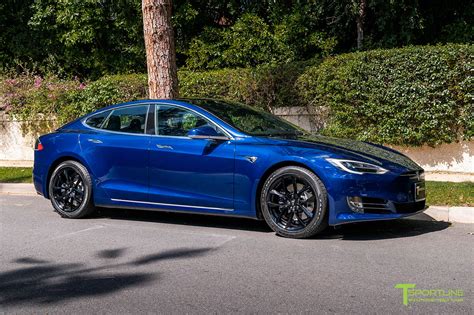 Deep Blue Metallic Tesla Model S with 19" TSS Flow Forged Wheels in Gl - T Sportline - Tesla ...