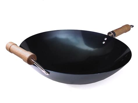 14 Inch Double Handle Pre-Seasoned Round Bottom Wok | Wok, Cookware ...