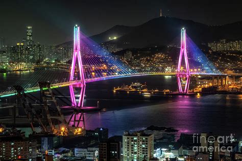 Busan Harbor Bridge at night Photograph by Aaron Choi | Fine Art America