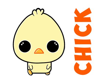 How to Draw a Cartoon Chibi Baby Chick - Easy Tutorial for Kids - How ...