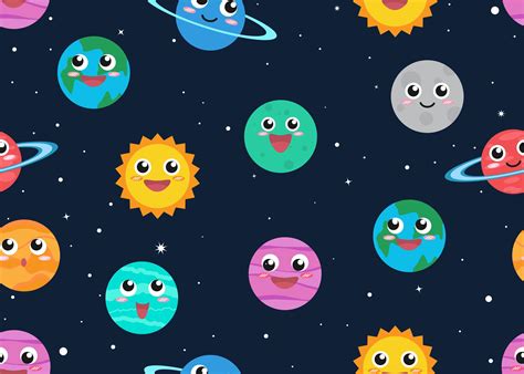 Seamless pattern of cute cartoon planets in space background 692310 ...