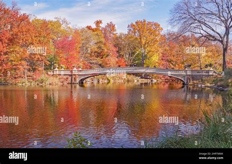 Central Park Bow Bridge in beautiful autumn colours Stock Photo - Alamy