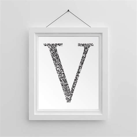 Home Decor Letter V Printable Monogram Art Initial Wall - Etsy