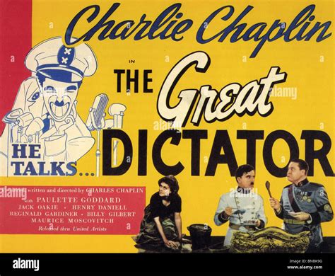 THE GREAT DICTATOR Poster for 1940 United Artists film with Charlie ...