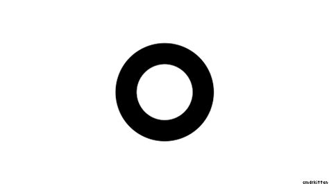 the letter o is shown in black and white, with an oval at the center