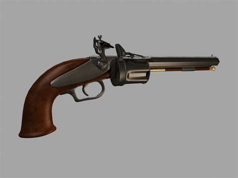 1820 Collier Flintlock Revolver 3d Max