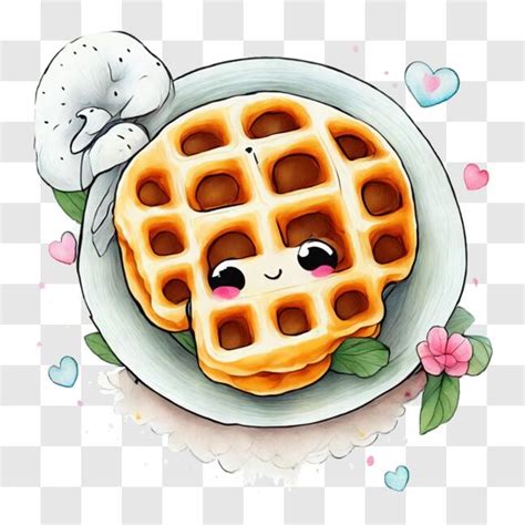 Download Cute Heart and Flower Waffle Drawing PNG Online - Creative Fabrica