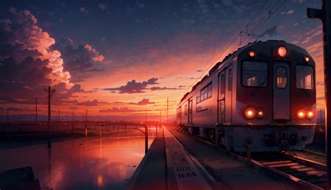 HD Train View at Sunset Wallpaper, HD Artist 4K Wallpapers, Images and Background - Wallpapers Den