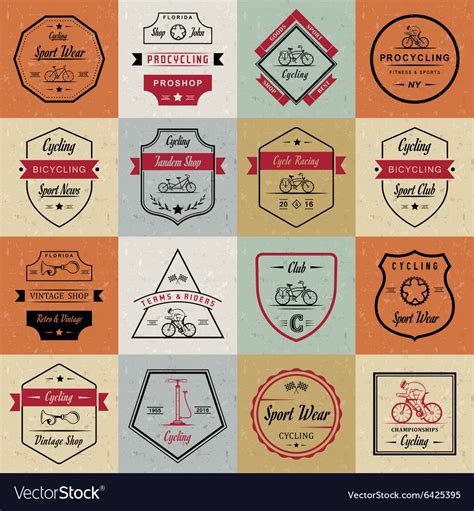 Set vintage cycling and bicycle sign and badges Vector Image