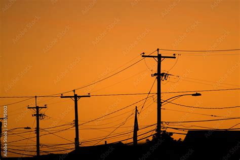 Power Line Silhouettes Stock Photo | Adobe Stock