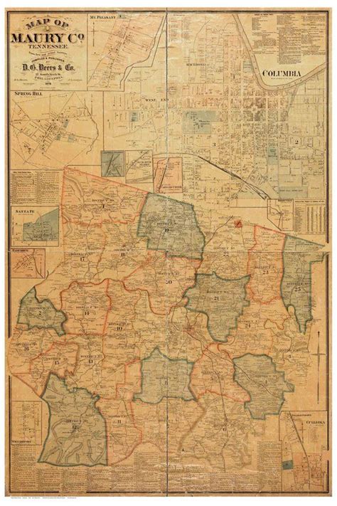 Maury County Tennessee 1878 Old Old Wall Map Reprint With | Etsy | Wall maps, Old wall, Tennessee