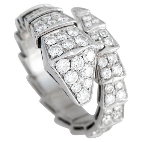 Bvlgari Serpenti 18K White Gold 1.58ct Diamond Ring For Sale at 1stDibs