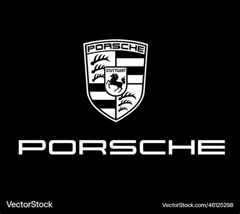 Porsche logo car brand symbol black white design Vector Image