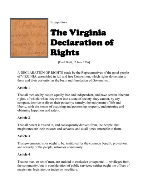 The Virginia Declaration of Rights