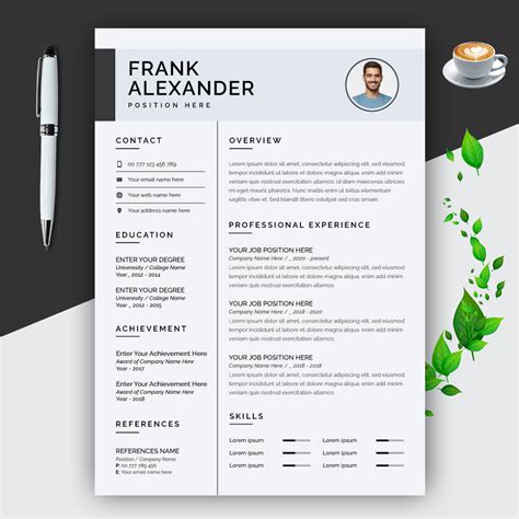 Minimalist Resume Template Vector One Page CV Template - MasterBundles