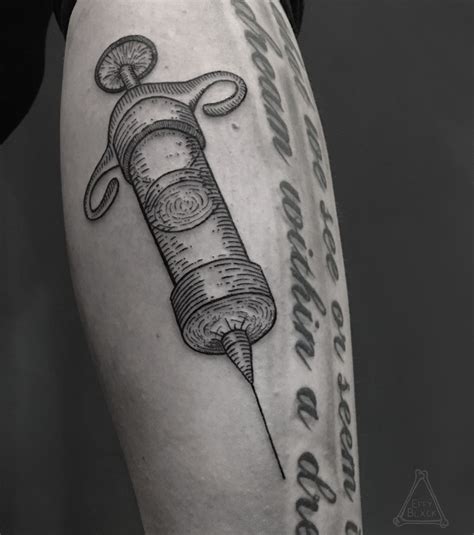 old syringe tattoo / etching / linework /darkartists /blackworkers | Awareness tattoo, Diabetes ...