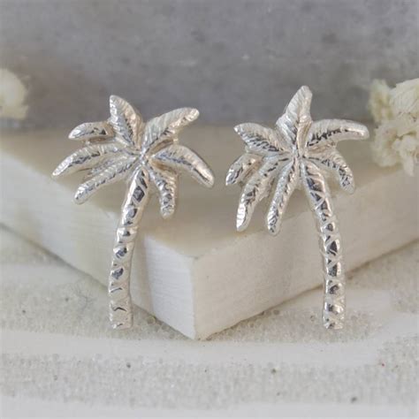 palm tree earrings, silver tropical earrings by caroline brook ...