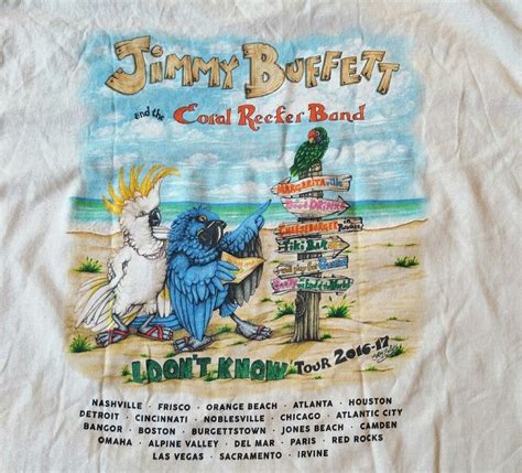 Jimmy Buffett I Dont Know 2016-17 Concert Tour T-Shirt Men XL Coral ...